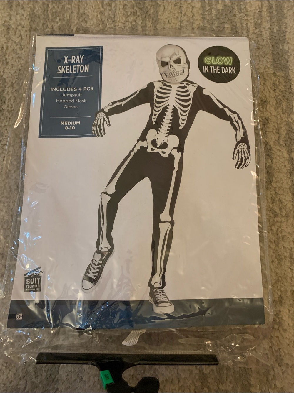 X-Ray Skeleton Kids Costume - Black & White Glow-in-the-Dark